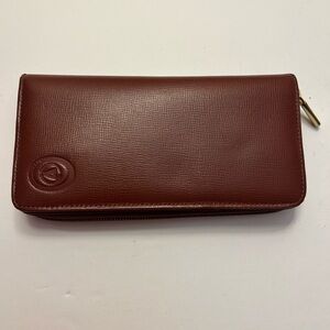 EUC VINTAGE Brown Leather Zip Around Wallet with Logo Unisex Women Men